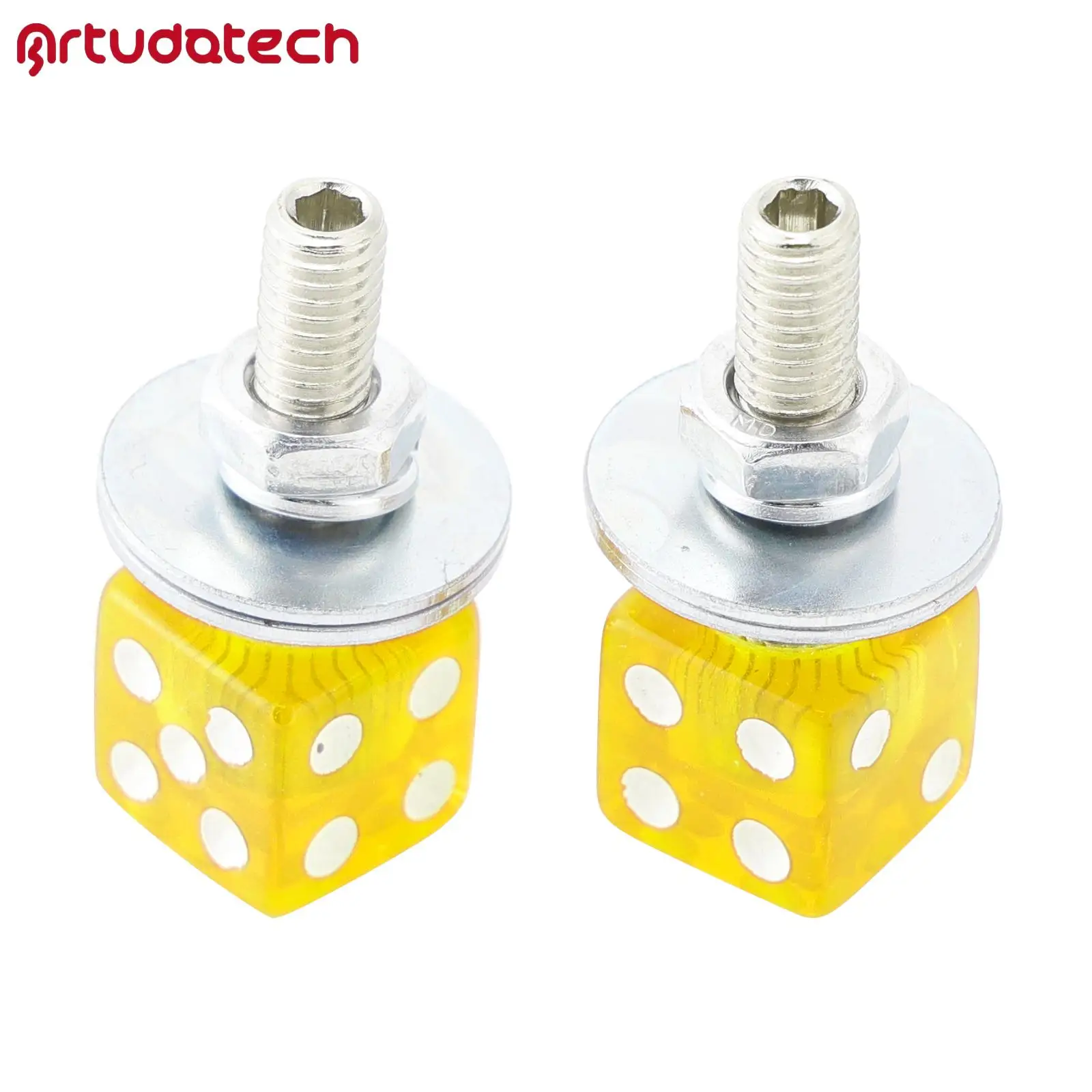 

M6 Plastic Custom Head Dice License Plate Frame Screws Bolts Hardware Yellow X2