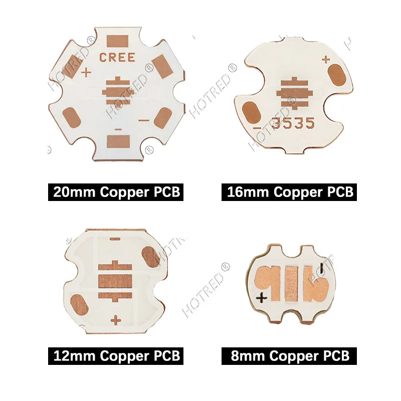 2-5pcs 3535 Copper PCB Board Plate 20/16/14/12/8mm Diameter For Various XPE XPG2 LG3535 IR Radiator Heatsink DIY Lamp Flashlight
