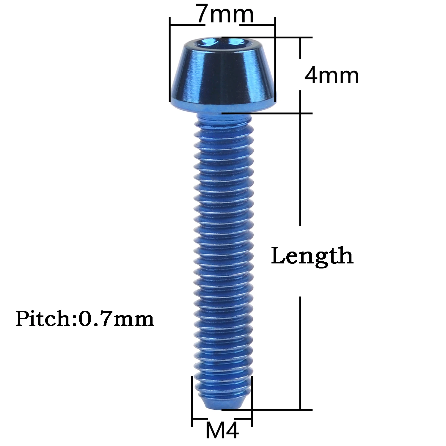 

M4 Titanium Bolt 8/12/15/20mm Allen Key Taper Head Screw Stem Bolt for Bicycle Motorcycle titanium Refit DIY Fastener