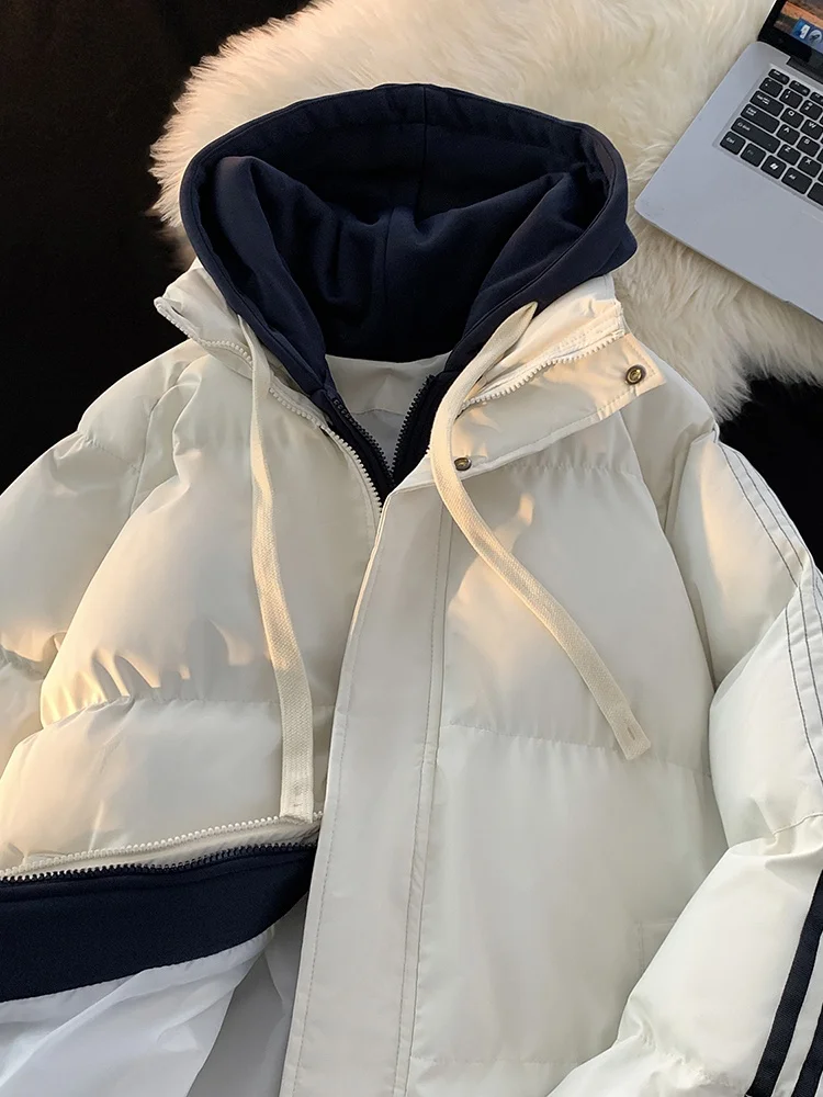 

Утепленная мужская хлопковая куртка с капюшоном в полоску, зимняя теплая повседневная верхняя одежда CleanFit с длинными рукавами на молнии