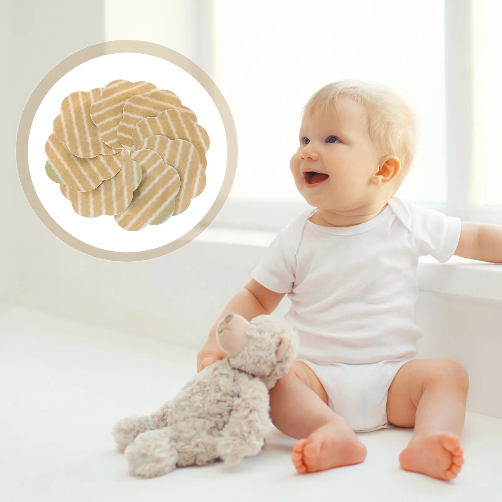 

8pcs Baby Anti-bloating Patch 6cmX7cm Flatulence Belly Button Stickers Newborn Care Skin-friendly Non-woven Fabric Dry
