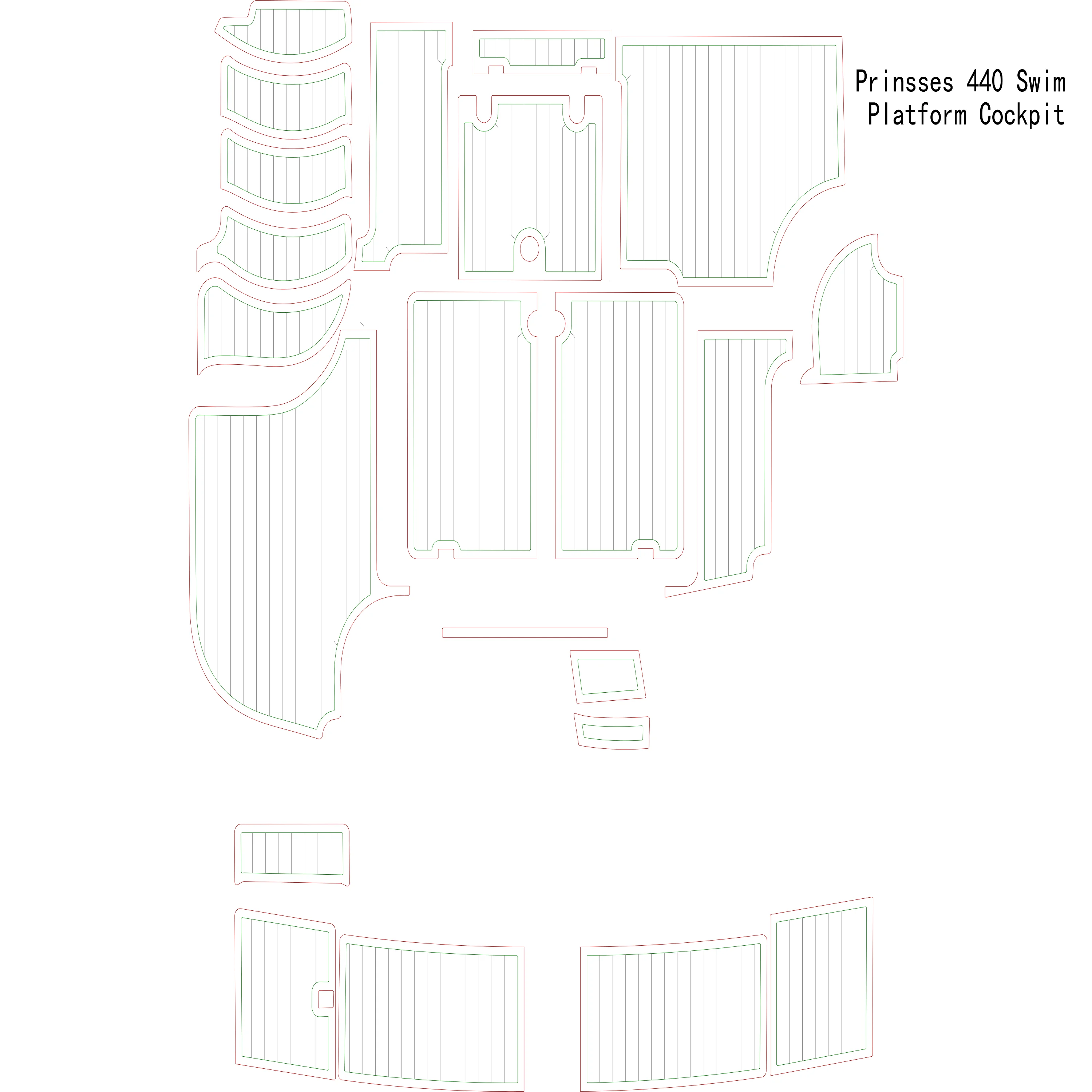 

Prinsses 440 Swim Platform Cockpit Boat EVA Faux Teak Deck Floor Pad