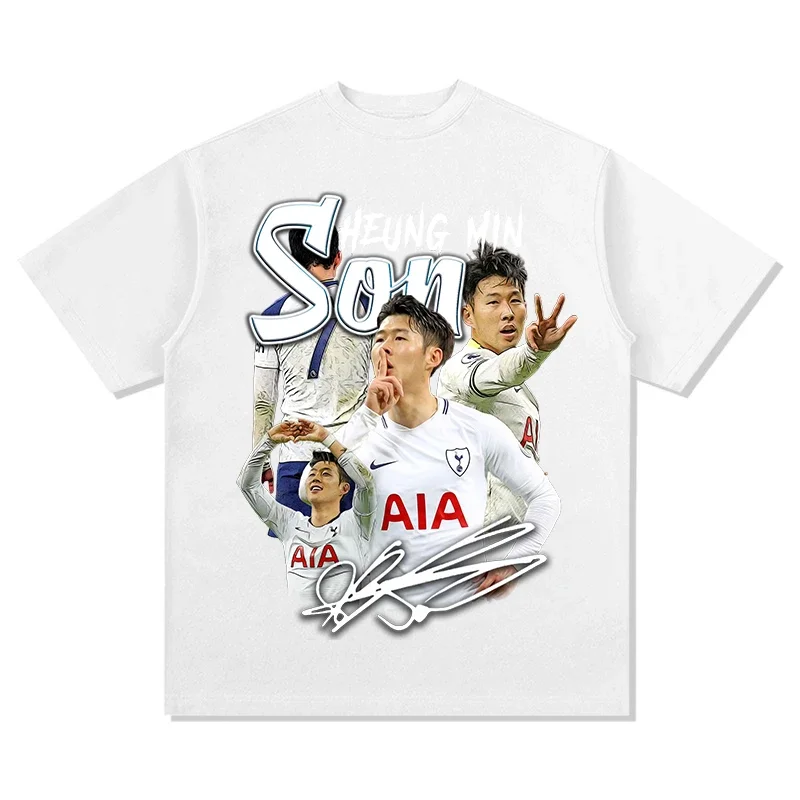 

2025 Men's Sumnmer Cotton T-shirt Son Heung-min South Korean Hotspur Print Football Series American Style Short Sleeve T-Shirt