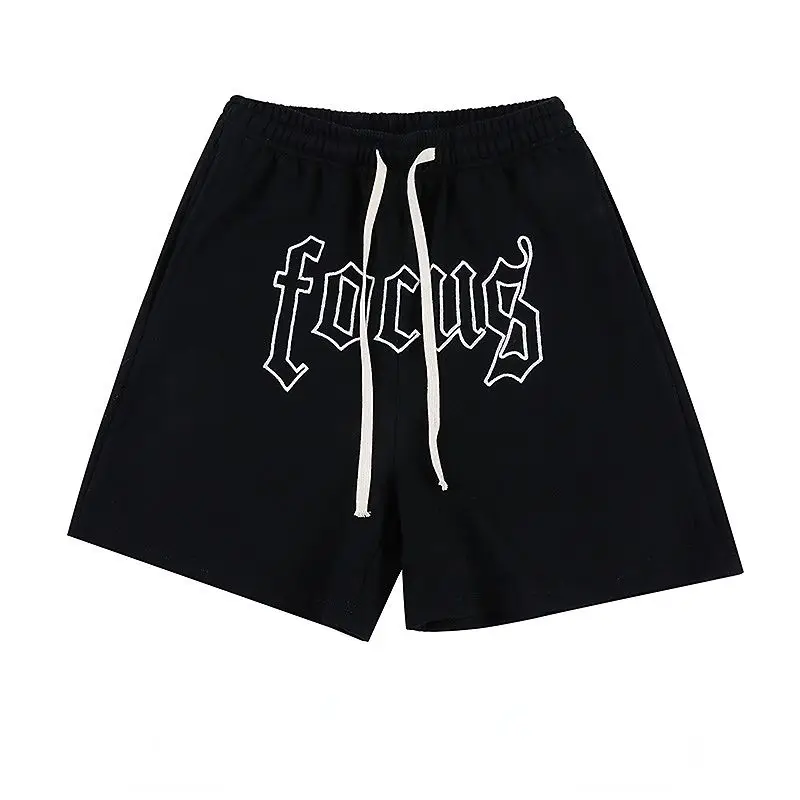 

American High Street Embroidered Hiphop Shorts Men Loose Teen Oversize Five Point Pants for Summer