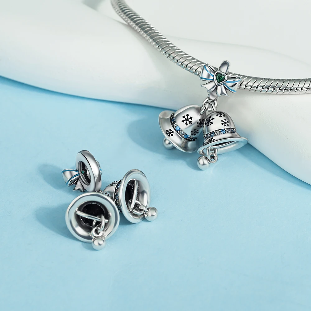 Ahthen 925 فضة رائجة البيع الخرز اثنين أجراس استرخى سحر صالح ثعبان سلسلة أساور القلائد للنساء صنع المجوهرات