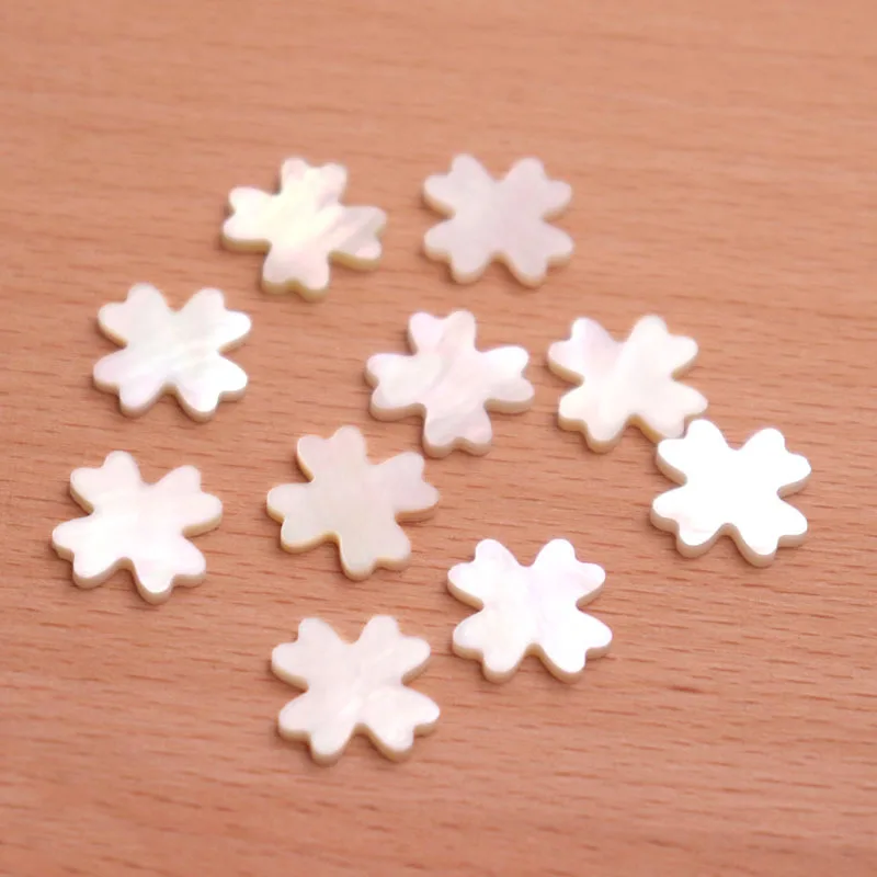 

100PCS/Lot White Mother Of Pearl Shell Heart Shape Four Leaf Clover Natural MOP Jewelry Stones