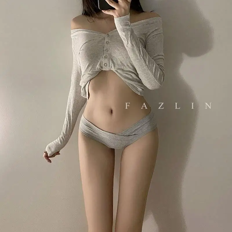 SP&CITY Korean Simple Low Waist Cotton Women's Underwear Sexy Cross Belt Breathable Soft Panties Summer V Waist Seamless Briefs