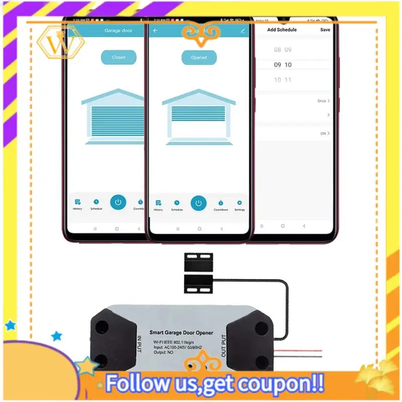 

Latest-Smart Garage Door Opener Controller Compatible With Alexa, Google Home, Smartlife & Tuya, Voice & App Control EU PLUG