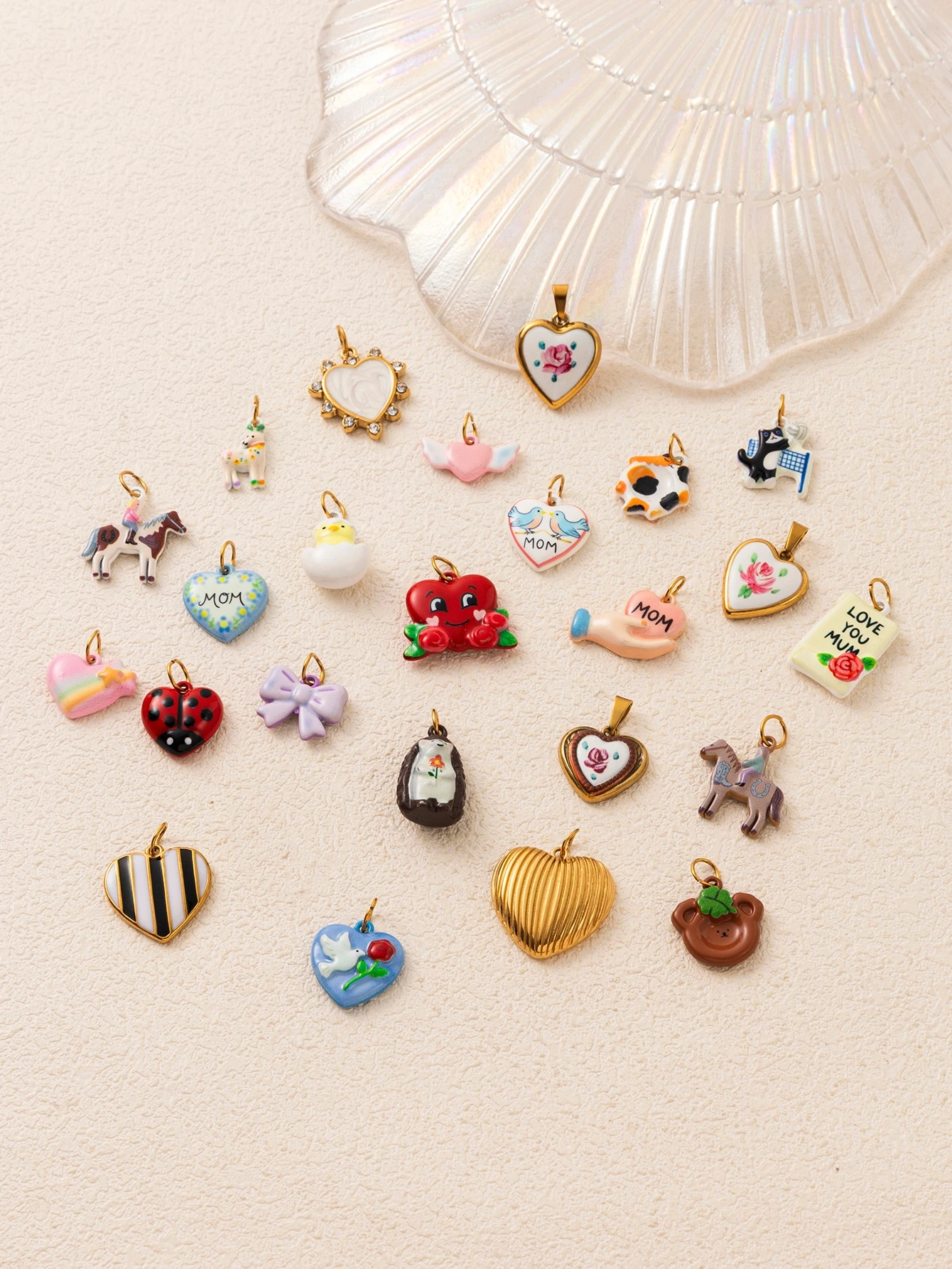 Neue romantische geometrische Liebesblumen-Schleifen-Pony-Igel DIY-Anhänger für Schmuck – Detail 2
