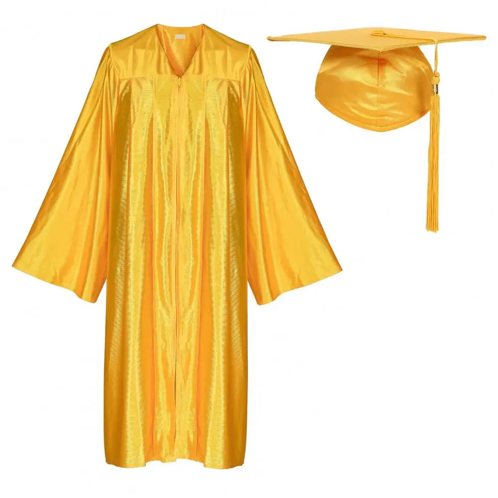 Ensemble de chapeau de robe de graduation unisexe, fermeture à glissière avant, étiquette d'année, robe de cérémonie de remise des diplômes, médecin et maître