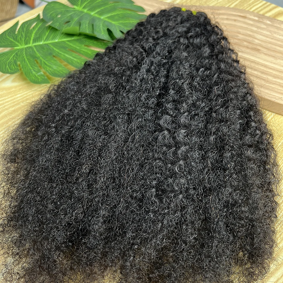 4C Afro Kinky Coily Echthaar-Bündel, lockig, natürliche schwarze Farbe, unverarbeitete reine Webart, doppelter Schuss, 100 % Echthaarverlängerungen – Detail 13