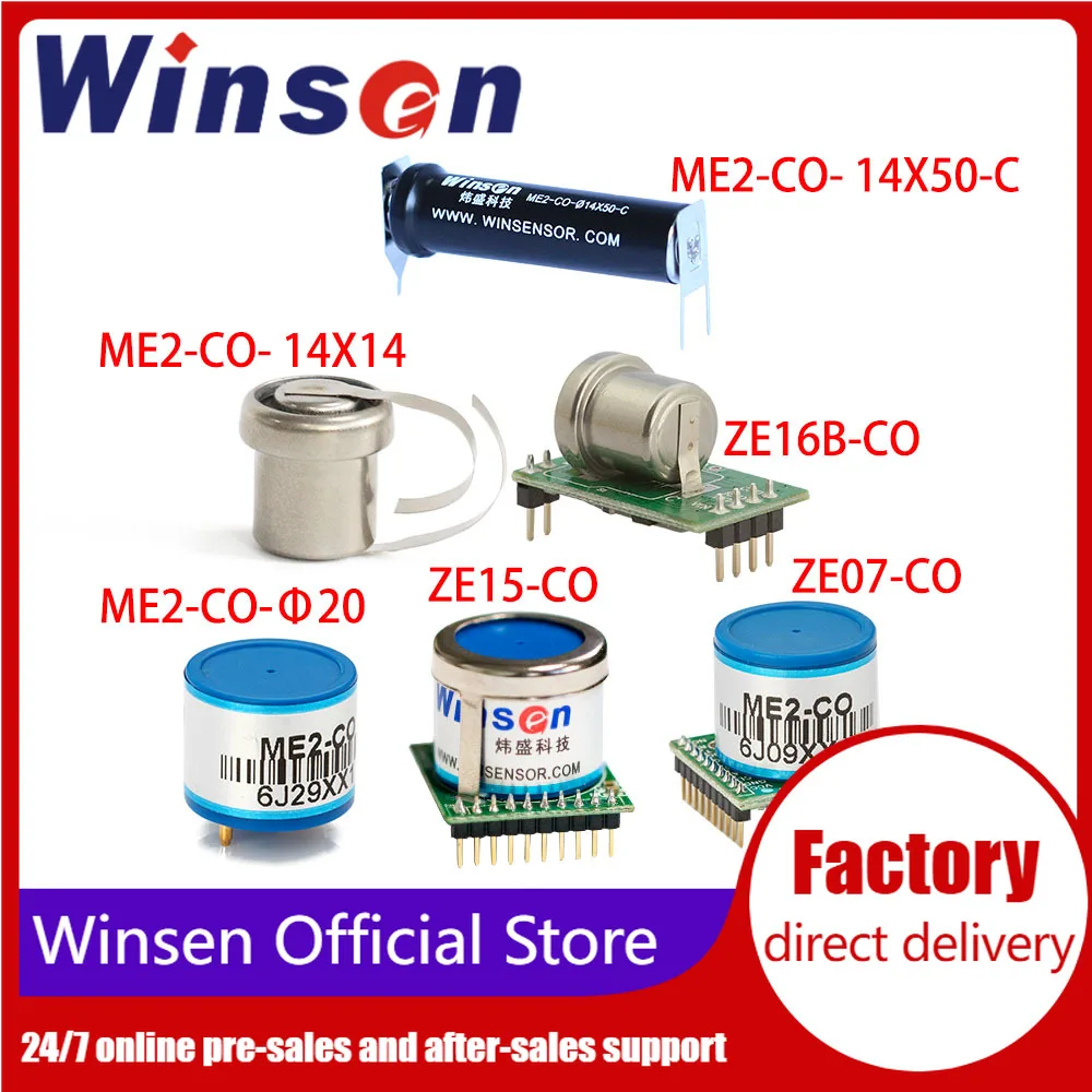 2 szt. ME2-CO Winsen/ZE07-CO/ZE15-CO/ZE16B-CO/ZE19-CO czujnik tlenek węgla/moduł w zakresie 0-1000ppm, rozdzielczość 0.1-1ppm