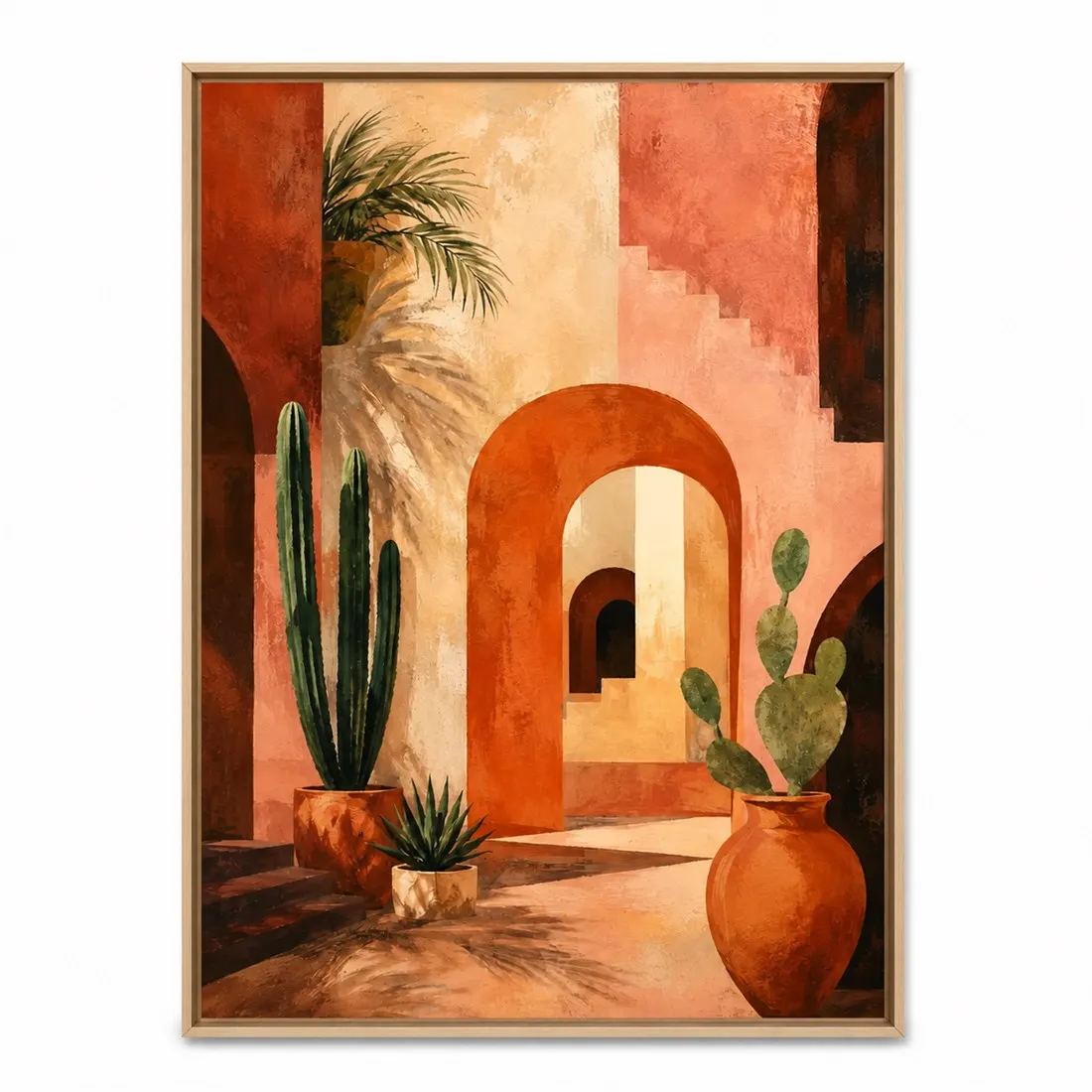 Moroccan Courtyard Wall Art,Canvas Wall Print,Modern Art Illustration,High‑Grade Home Decoration Artwork for Bedroom,Living Room