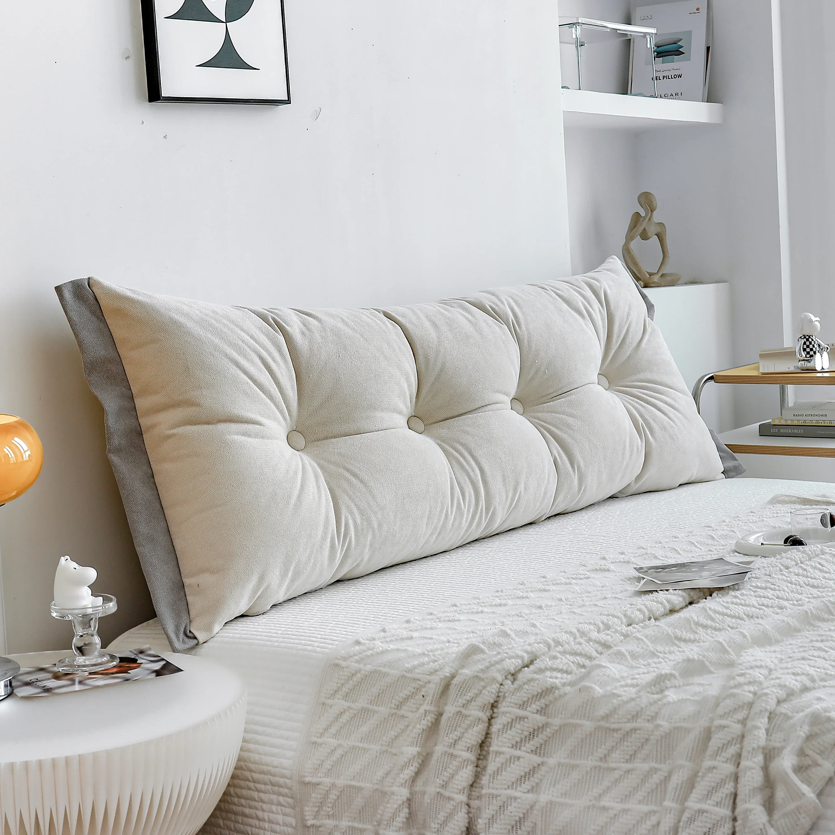 

bedside cushion soft bag tatami bed double long pillow waist protection bed backrest mattress bedside table cushion large backre