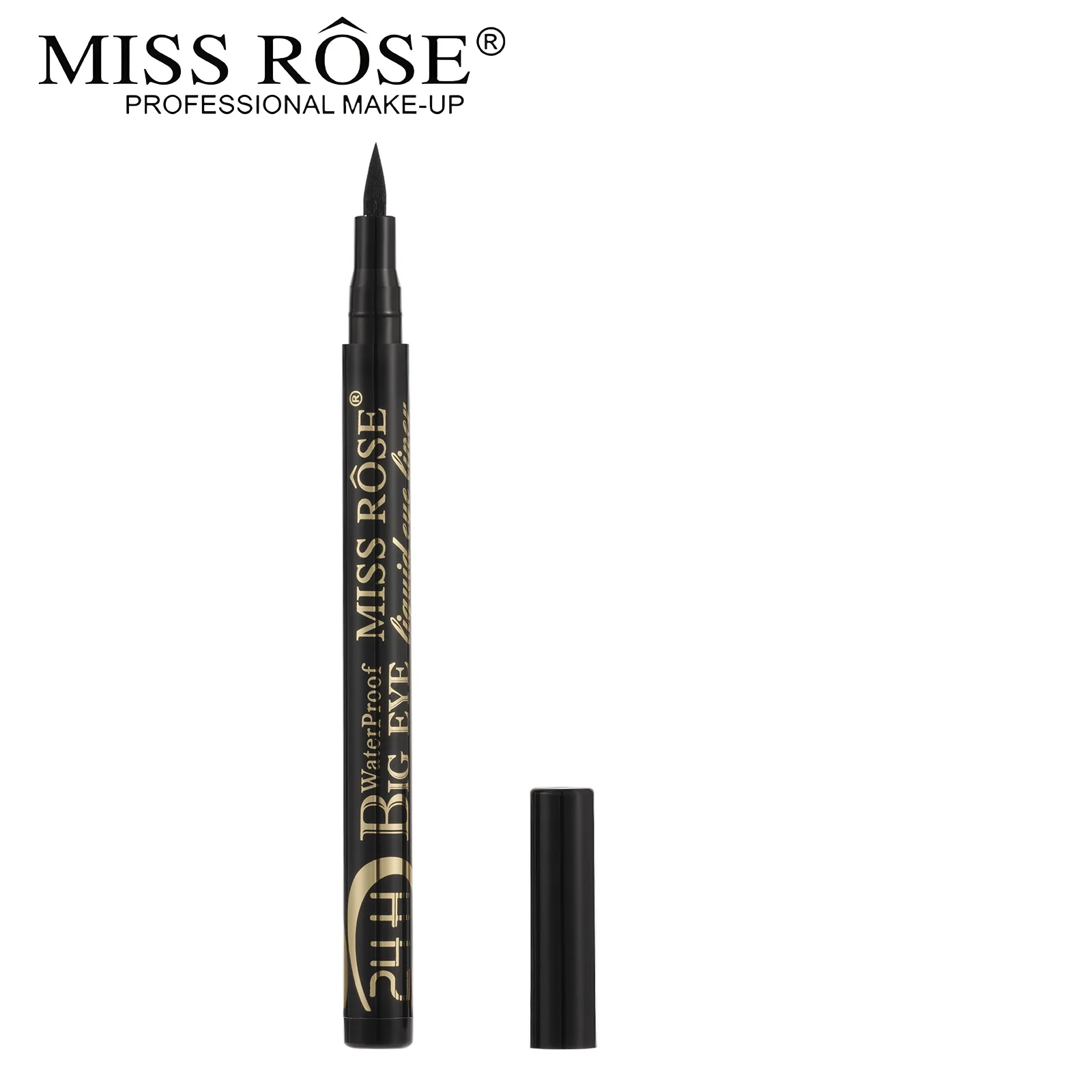 MISS ROSE Black Liquid Eyeliner Waterproof Ultra Fine Rich ColorSmudge-proof Single Color Eyeliner Pen Daily Eye Makeup Cosmetic