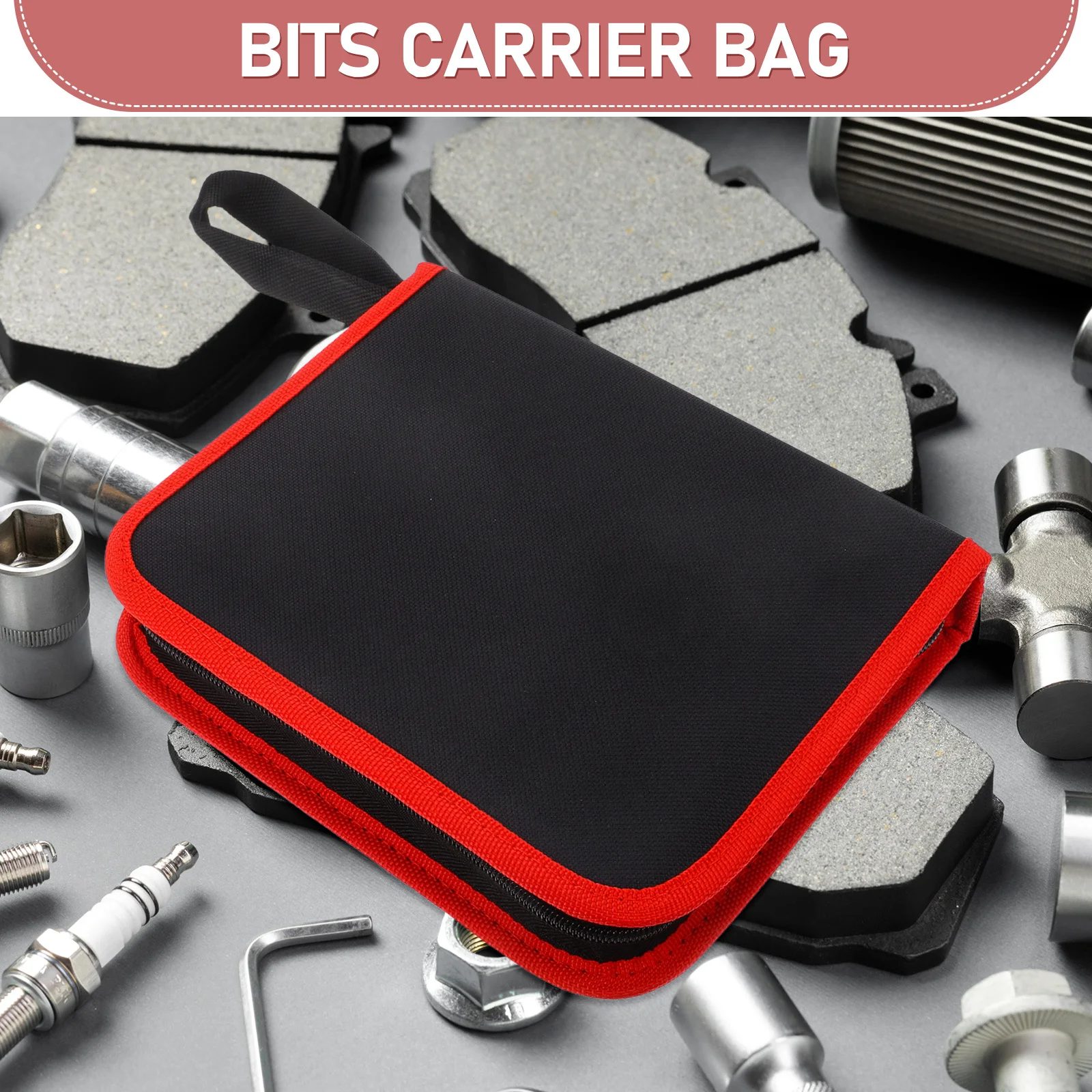 2Pcs Drill Bits Storage Bag Oxford Fabric Portable Zippered Multi-Use Handheld Bit Organizer Pouch for Workshop Tools