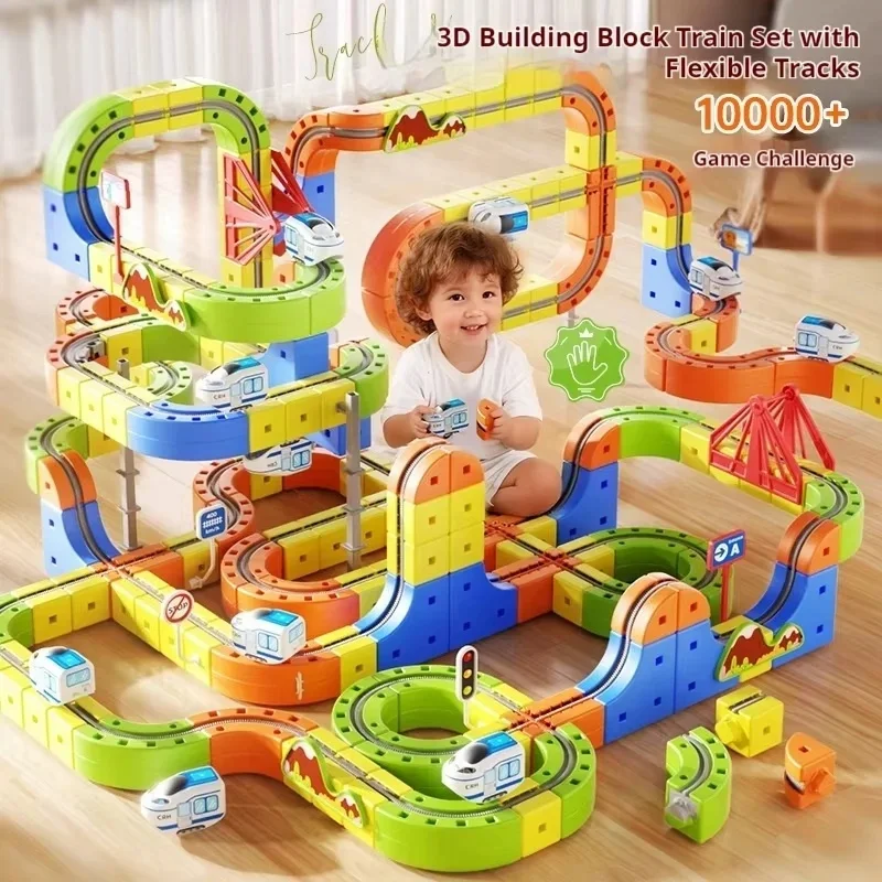 Set di treni magnetici elettrici Set di treni per vagoni ferroviari ad alta velocità Incredibile cubo per binari STEM Apprendimento modello di veicolo antigravità regalo