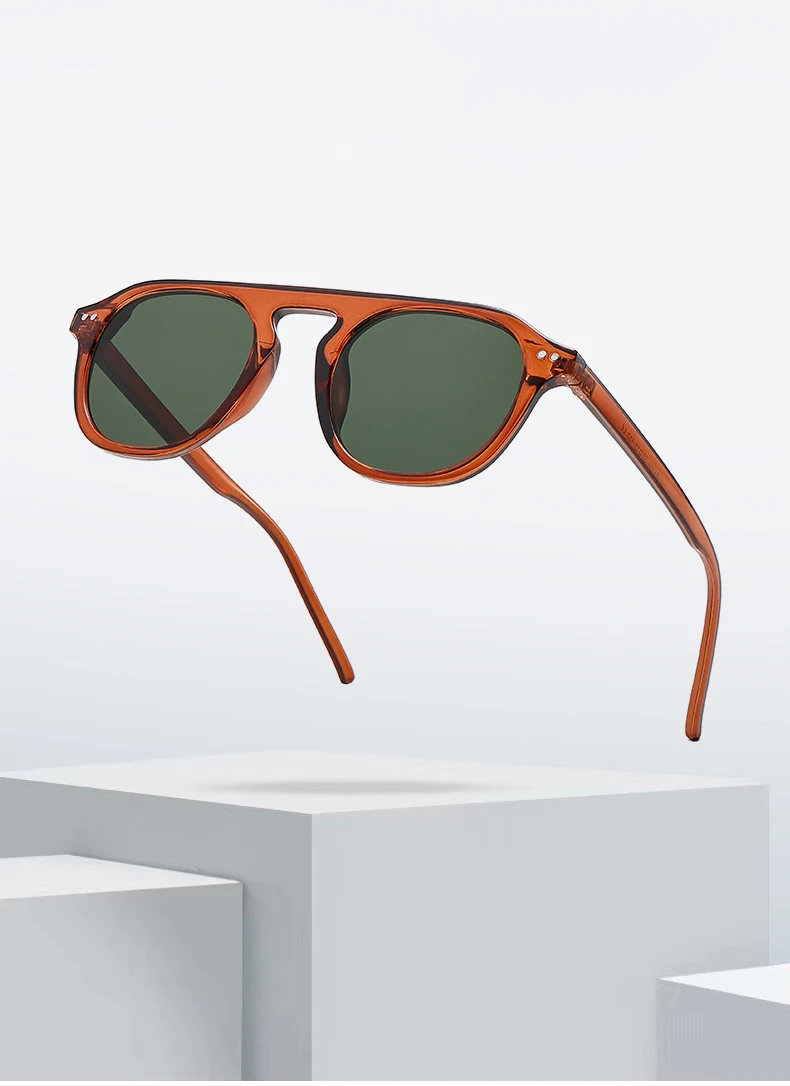 SO&EI Retro-Sonnenbrille mit quadratischen Nieten für Herren, modisch, dunkelgrün, UV400, trendige Damen-Sonnenbrille – Detail 3