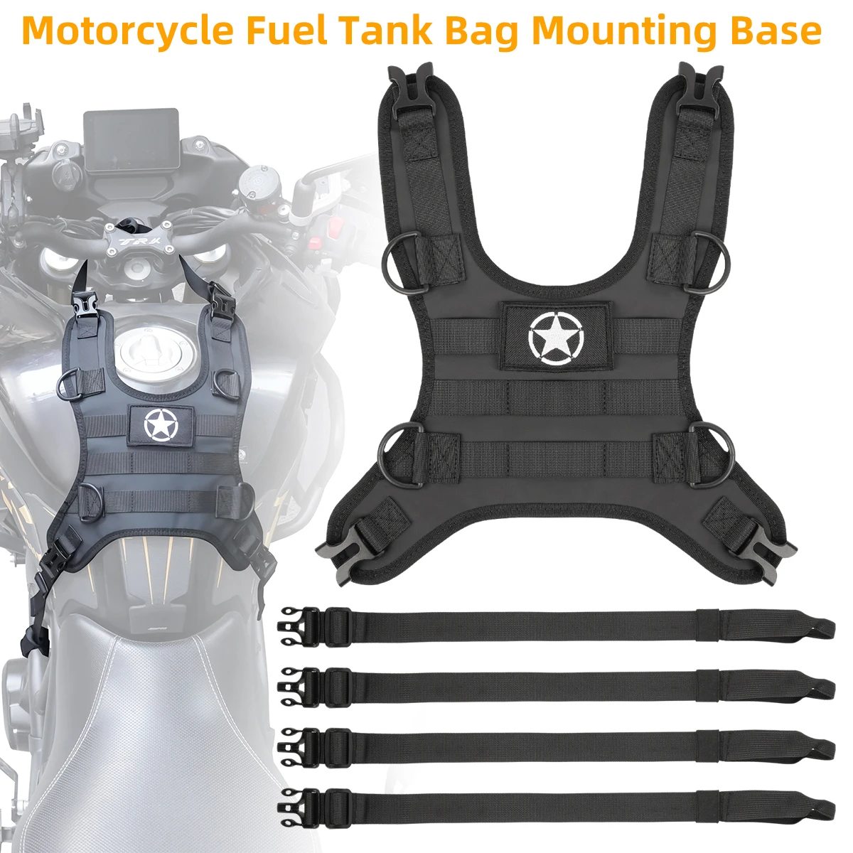 

Motorcycle Fuel Tank Bag Base Vest Portable Motorbike Tank Bags Mounting Kit for Universal Off-road Motorcycle Fuel Tank Pack