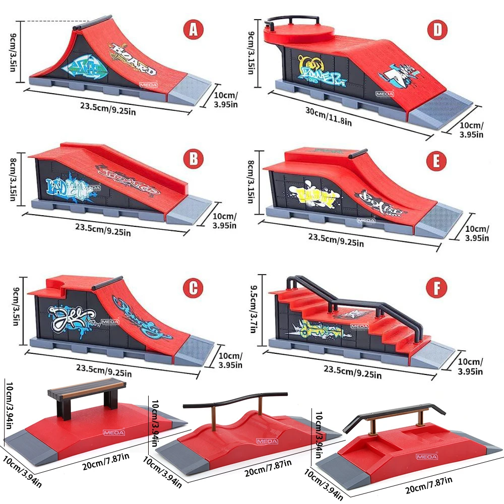 6-In-1 Finger Skateboards DIY Skate Park Ramp Parts For Tech Deck Scene Venue Combination Set For Children Indoor Home Toy