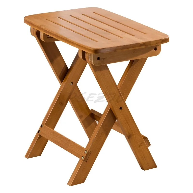 Wooden Foldable Stool Short Portable Living Room Bathroom Toilet Small Stool Household Foldable Small Stool