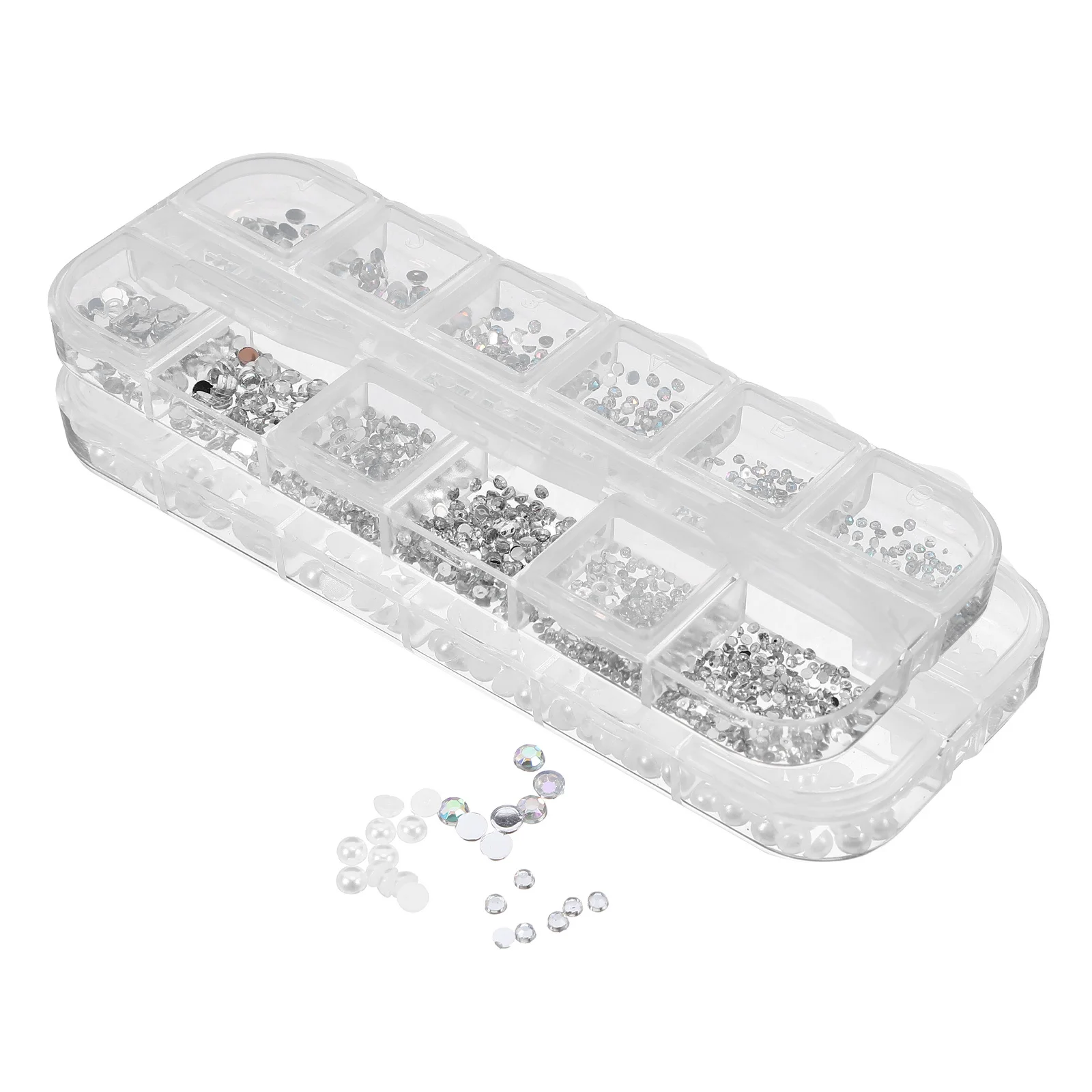 

2pcs 2 Boxes Pearl Flat Back Rhinestones Nail Art Charms Decor For Acrylic Nails Women Manicure Supplies Wedding Party Prom Nail