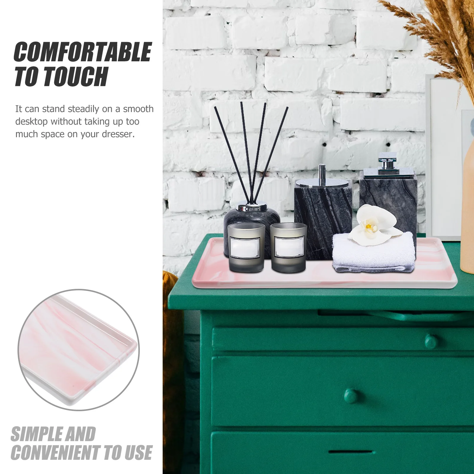 

Marble Pattern Tray Fine Workmanship Storage Tray Tabletop Vanity Sundries Jewelry Cosmetics Organizer Cosmetics Storage Plate