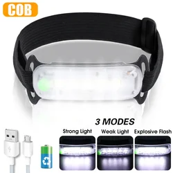 Portable LED Headlamps COB Head Lamp Flashlight USB Rechargeable Head Torch With 3 Modes Waterproof Outdoor Camping Headlights