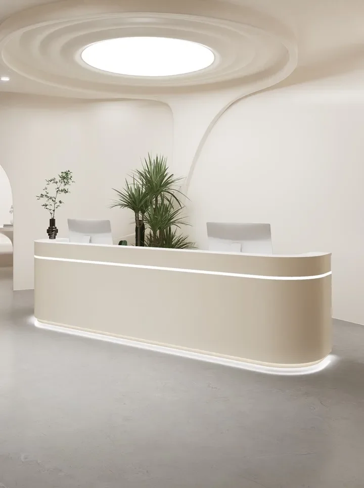 

Italian Style Beauty Salon Reception Desks Nail Salon High-end Simplicity Reception Desks Designer Office Furniture Recepce HBRD