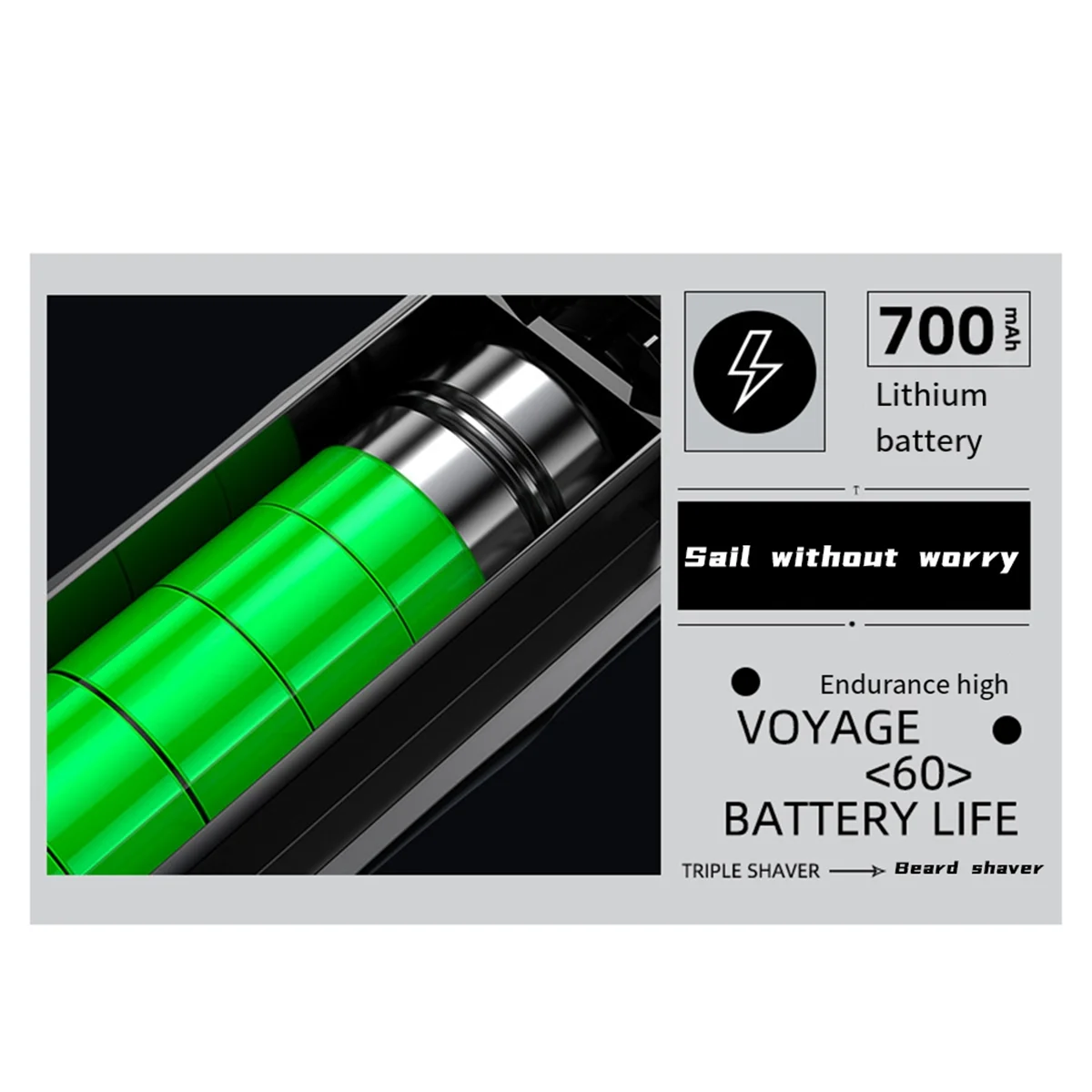 Mini Rasoir Électrique Rechargeable à 3 Têtes pour Homme, Entièrement Lavable, Portable, Bleu Royal