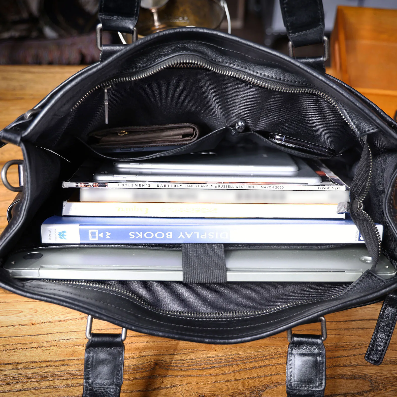 S.WORKER Premium Echtleder Business-Handtasche Herren 14" Laptop-Tasche Vollnarbenleder-Aktentasche für Arbeit & Business – Detail 19