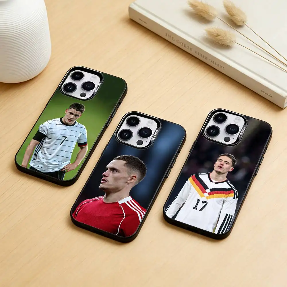Funda para Teléfono F-Florian W-Wirtz para iPhone 17, 16, 15, 14, 13, 12, 11, Pro Max, Plus, Color Plateado Caramelo