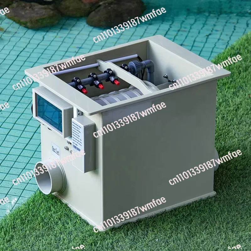 

Для очистки воды в аквариумах и прудах с карпами кои, производительность 20 тонн, 10 куб. м/ч, роторный барабанный фильтр из полипропилена