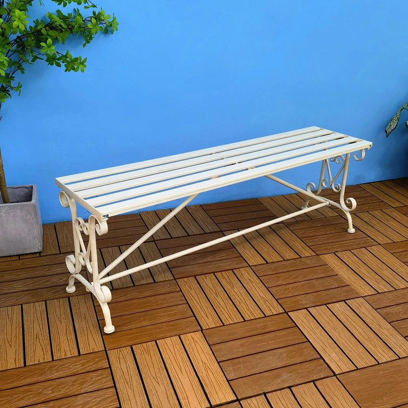 

Garden Table and Chair Balcony Modern Metal European Bench Seat Anti-corrosion Garden Wrought Iron Outdoor Bench Leisure Chair