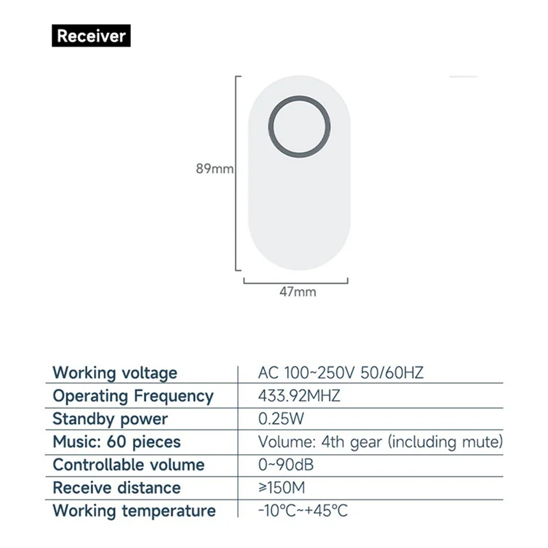 ABKI-新しいワイヤレス屋外ドアベルスマートホームドアベル60着信音大音量ホームウェルカム防水配線なしEU-プラグ
