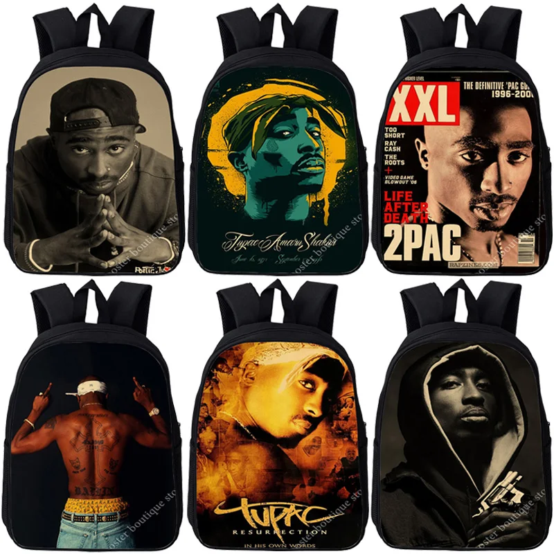 

12 Inch 2Pac Tupac Backpack Toddler Daily Small Rucksack Kids Kindergarten Bags Boys Girls Mini School Bookbag Children Rucksack