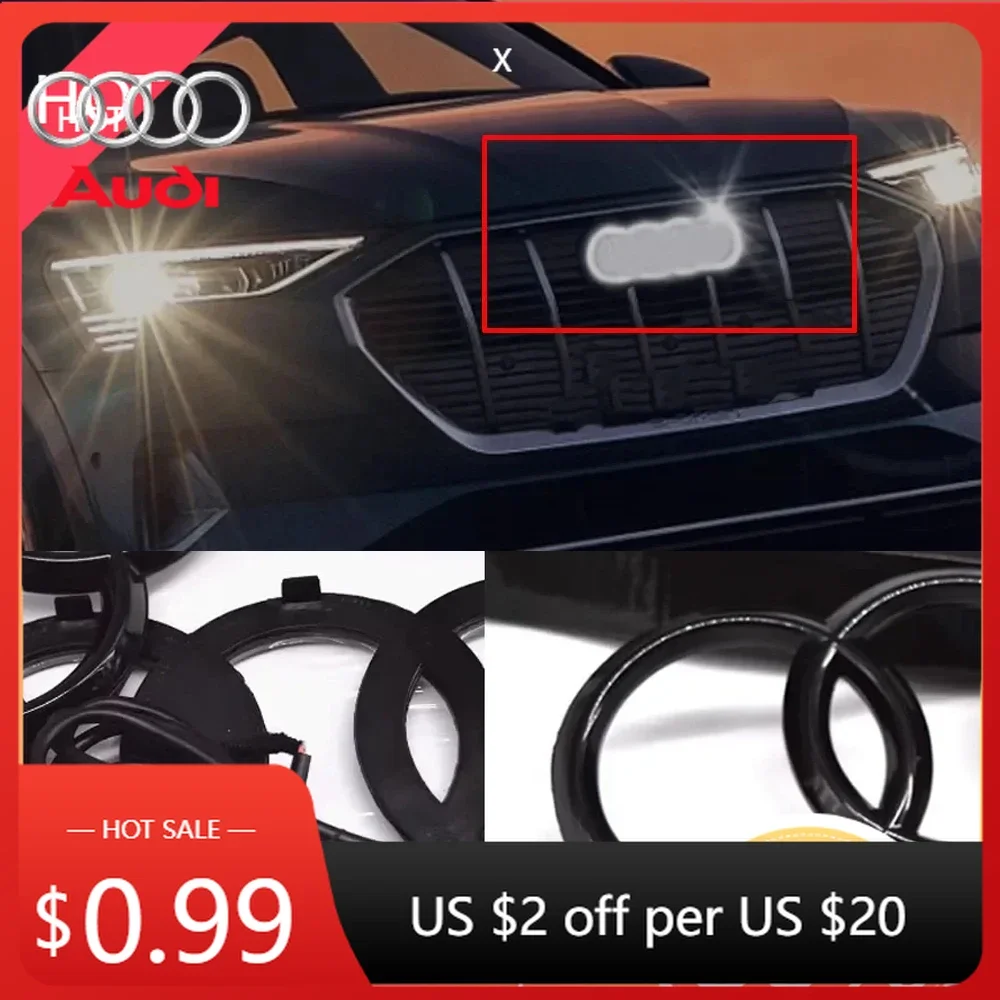 

Car Sticker 2025 27.3cm Black Emblems For AUDI Badge Light 4D AUDI Grille Light White LED Grills Badge Light For AUDI A5 A3 A4 A