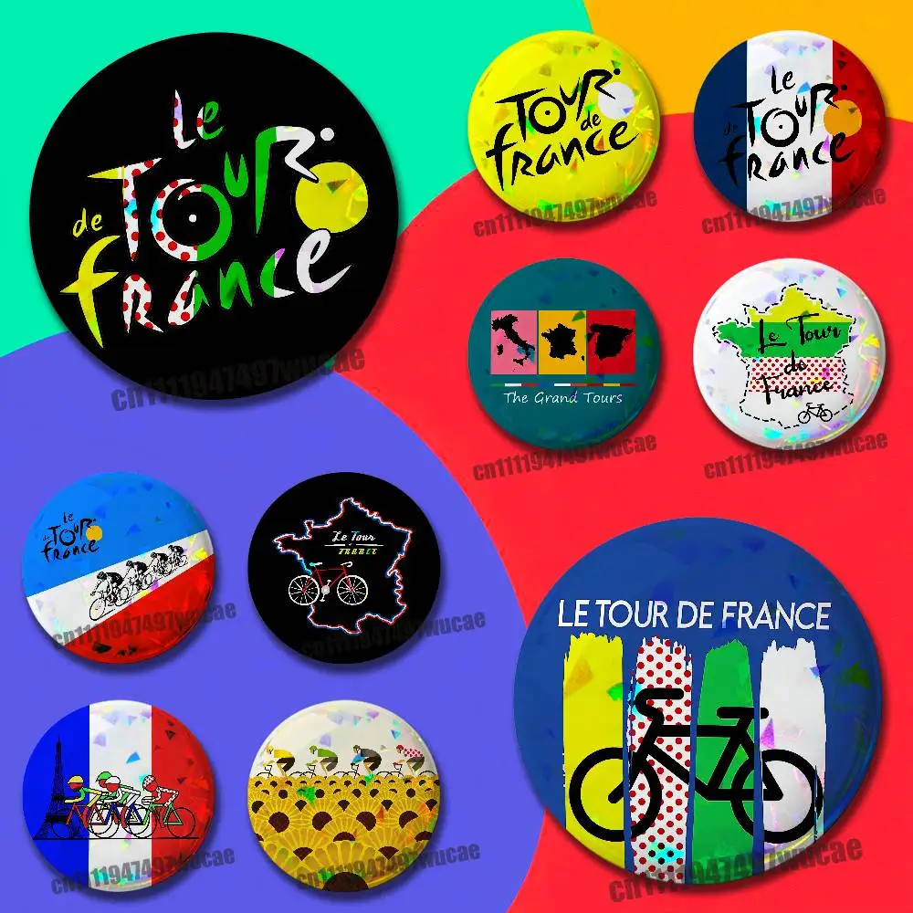 For Tour De France Bike Bicycle Badge Case Custom Pin Insignia Emblem Round 25mm Brooch Button Laser Cover