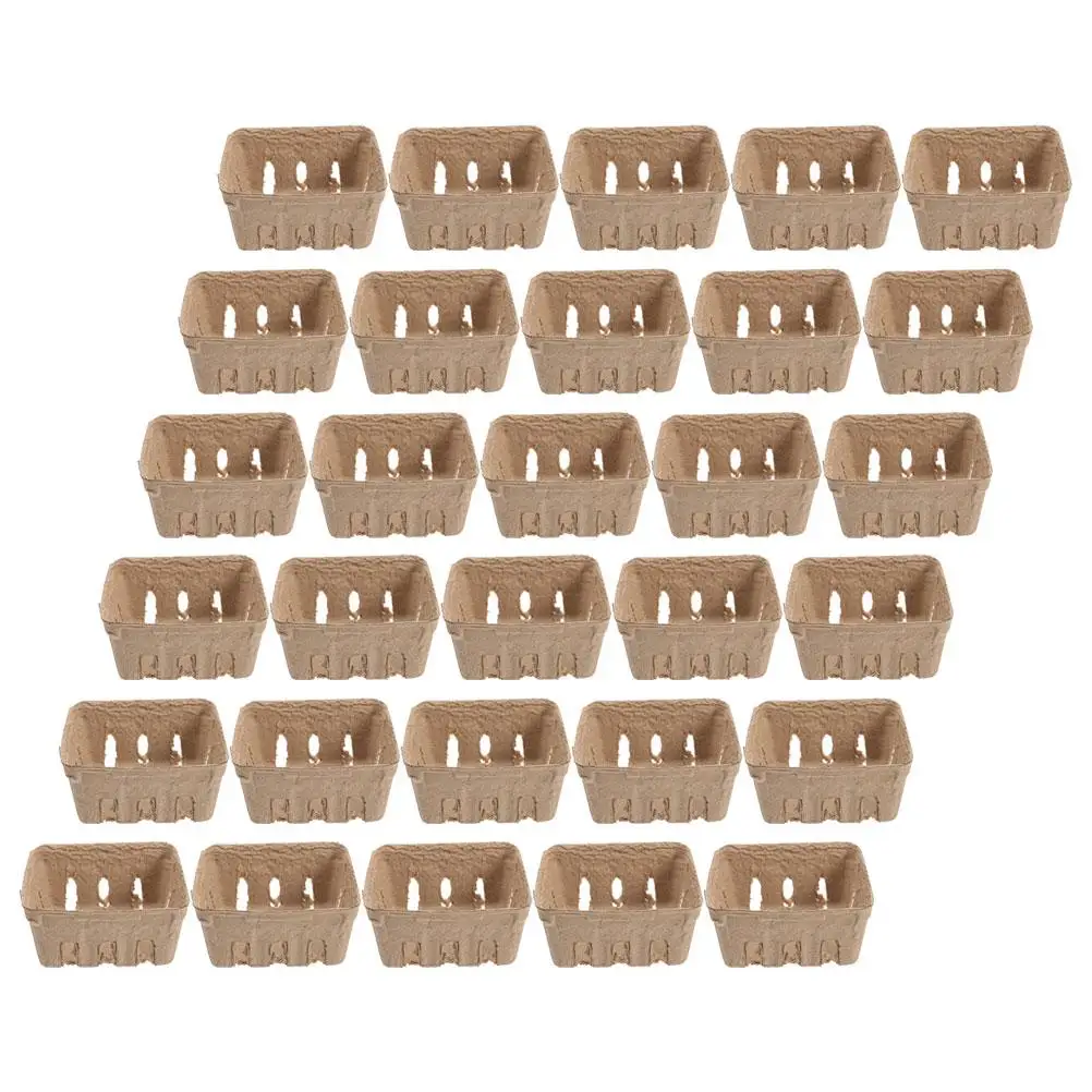 

40 Pcs Berry Basket Fruit Veggie Storage Containers Square Paper Pulp Baskets Cardboard Eco Friendly Kitchen Accessories Fruit