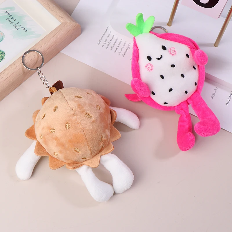 Portachiavi carino frutta drago frutta peluche bambola giocattoli cartone animato Durian Pitaya soffice portachiavi ciondolo zaino ciondoli borsa per auto decorazione regalo