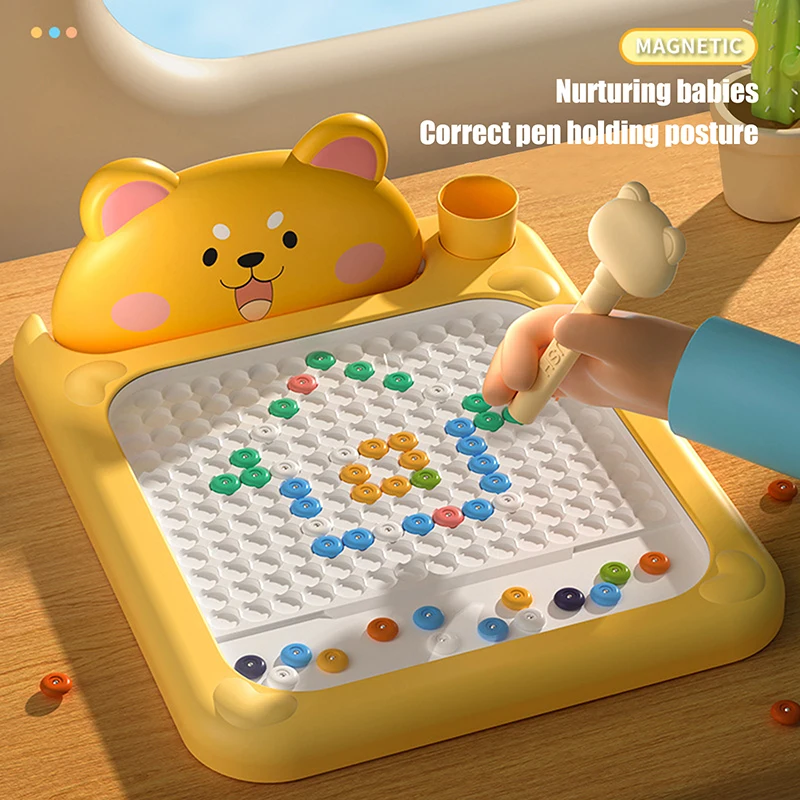 【BS】1 Set Children's Educational Toy Fun Magnetic Pen Drawing Board With Magnet Beads And Magnetic Pen