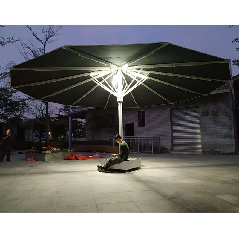 

10 Feet 3m Garden Beach Parasol Round Patio Commercial Umbrella with Base and LED