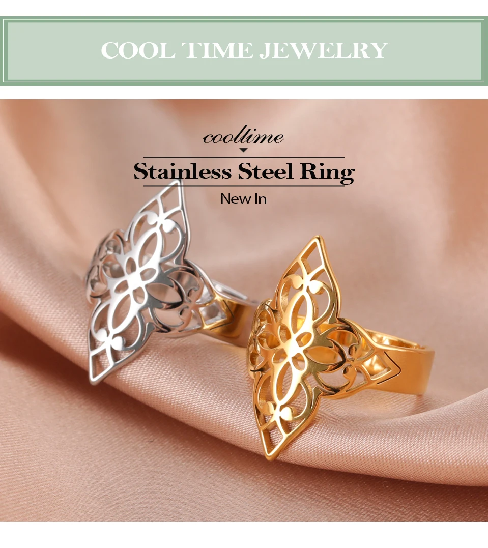COOLTIME Celtics Knot Blume des Lebens Ring für Frauen Edelstahl Filigrane Blume Verstellbare Ringe Schmuck Paar Geschenk – Detail 2