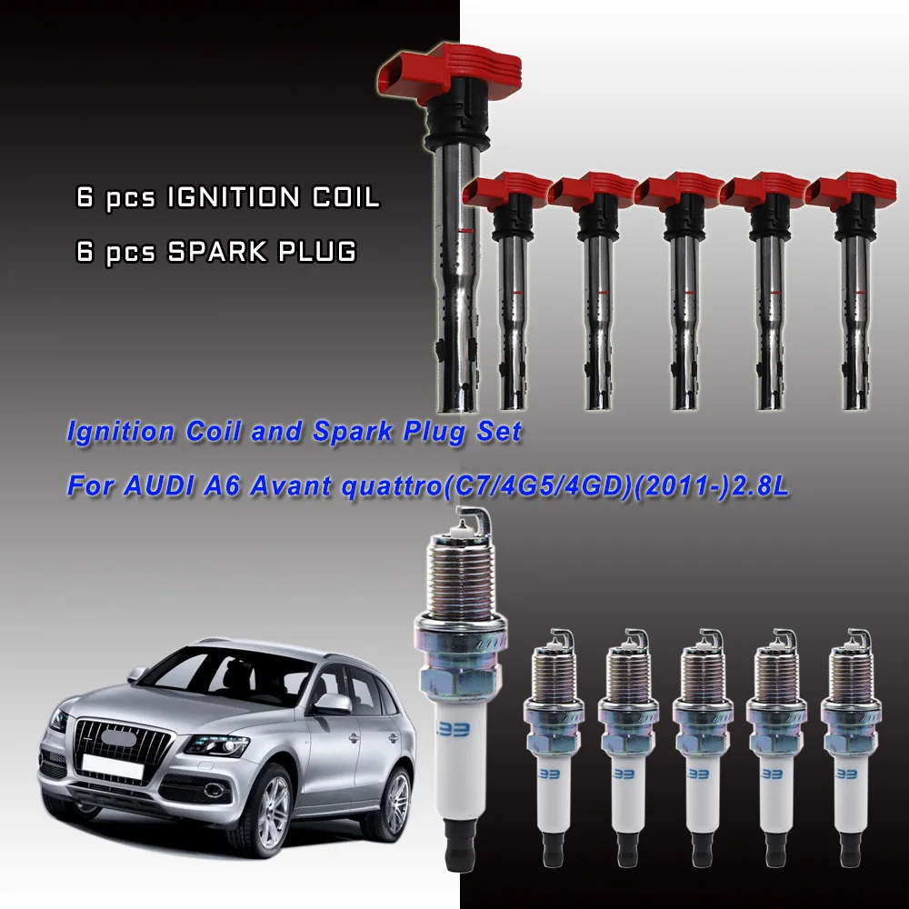 Juego de Bobina de Encendido y Bujías de Iridio para AUDI Q5 quattro 8R 2008-2018 3.2L 06E905115E 06E905115 07K905715F 06E905611