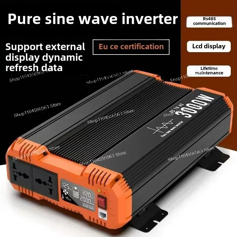 DC 12V 24V 48V to AC 220V Pure Sine Wave Power Inverter LCD Display for Home RV Camping