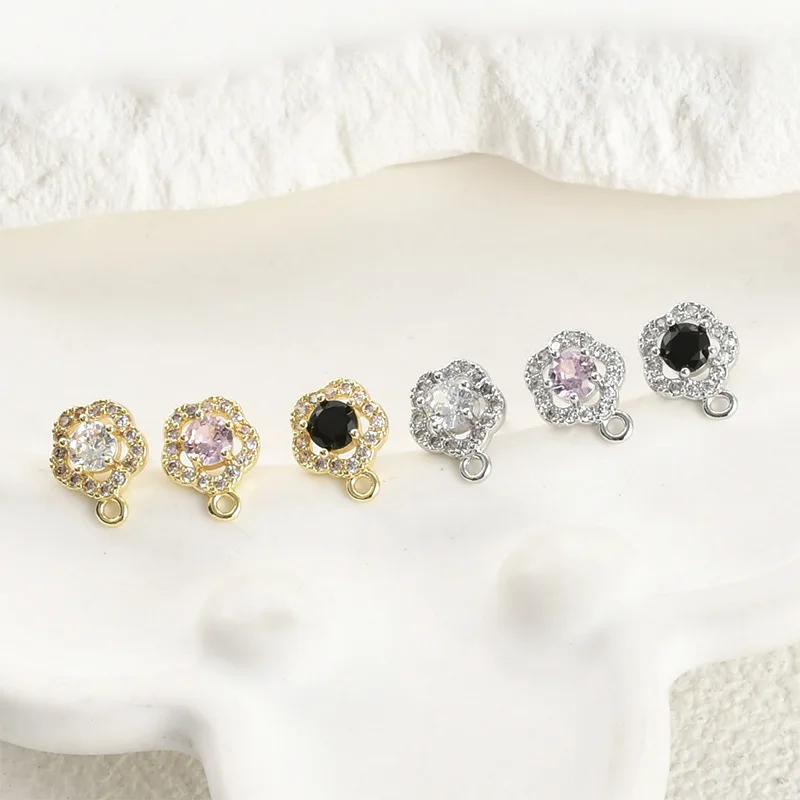 

Медные серьги-подвески с позолотой 14 карат, инкрустированные цирконами в форме цветка сливы, для самостоятельного изготовления украшений, фурнитура