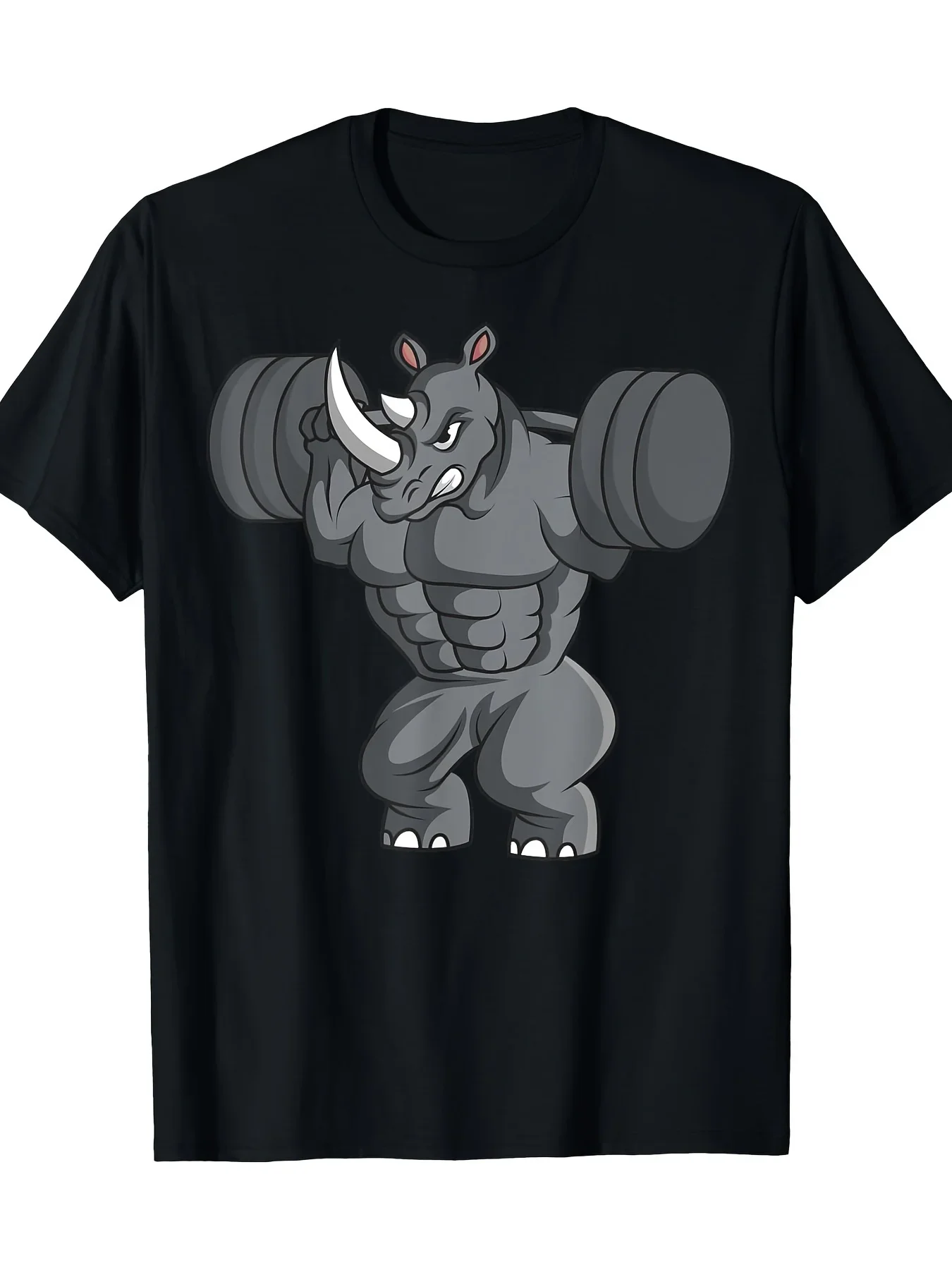 New Men'S T-Shirt Featuring a Rhinoceros Lifting Athlete Design - a Casual Wildlife Hunting Tee with a Muscular Rhino Graphic, S