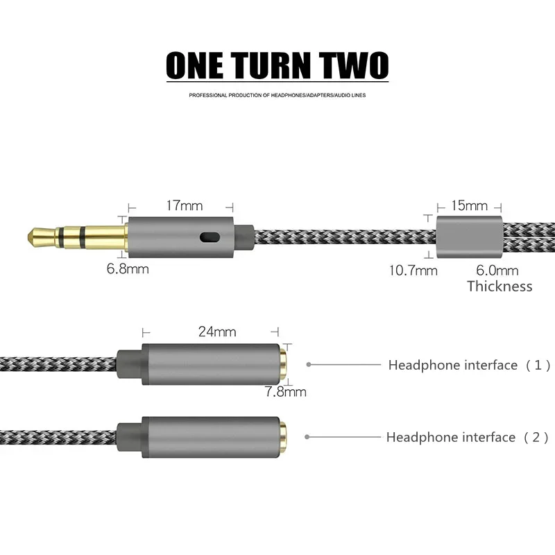 3.5mm 오디오 분배기 Y 잭, 1 수-2 암 M/F 3.5mm 스테레오 이어폰 커넥터 어댑터, 이어폰 액세서리