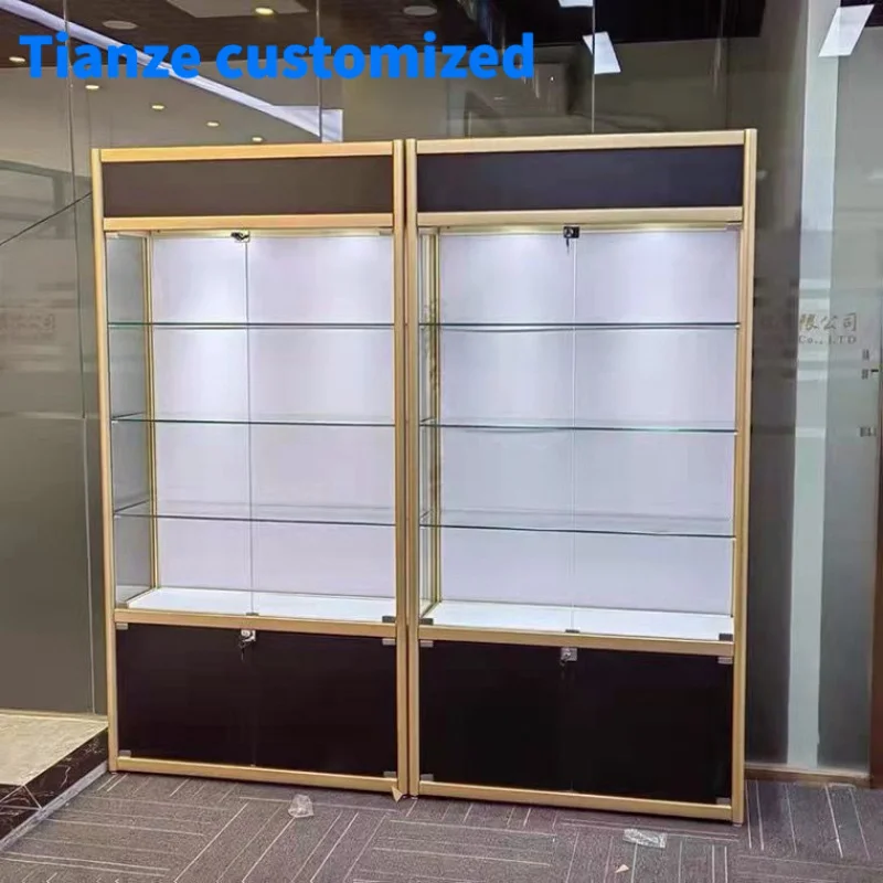 （customized）Showroom Bulletproof Glass Cabinets Retail Store Lockable Display Commercial Wall Showcase Glass Disp