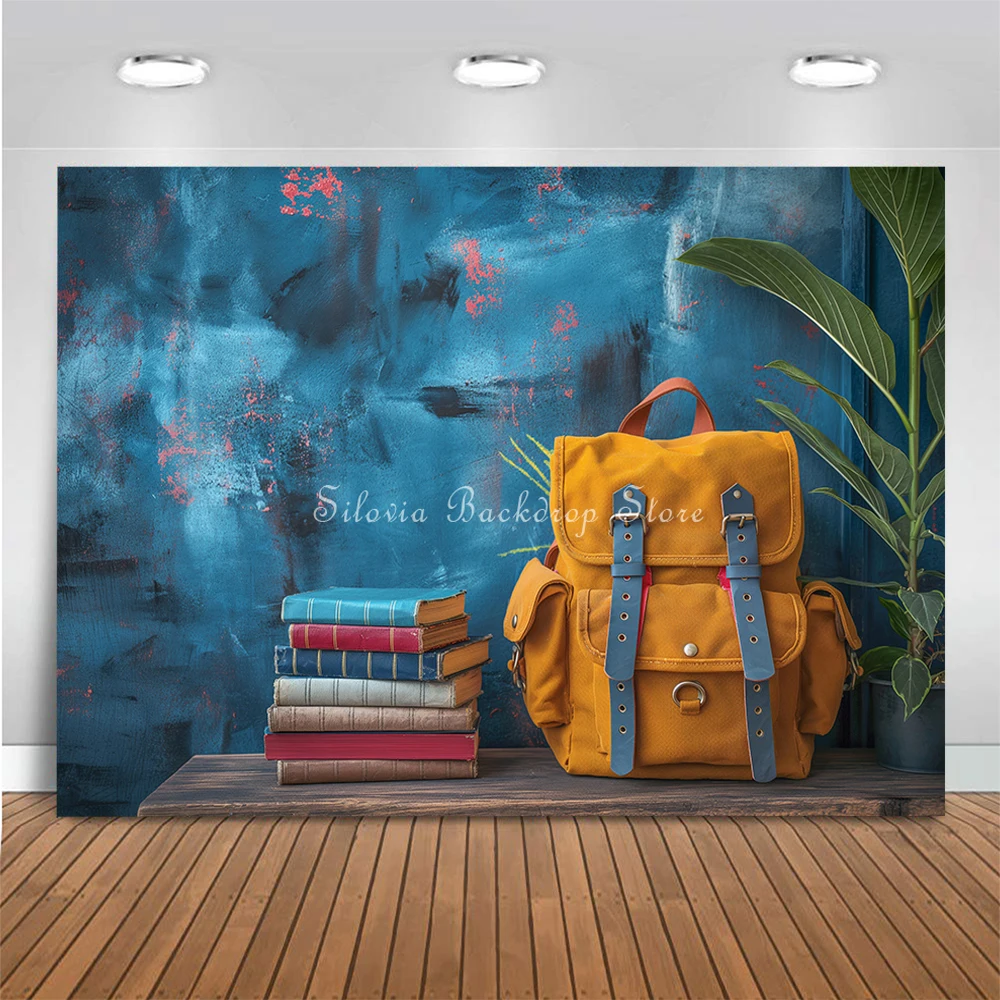 Back to School Photo Background Birthday Cake Smash Photography Backdrop Retro Bookshelf Backpack Blackboard Photo Studio Props